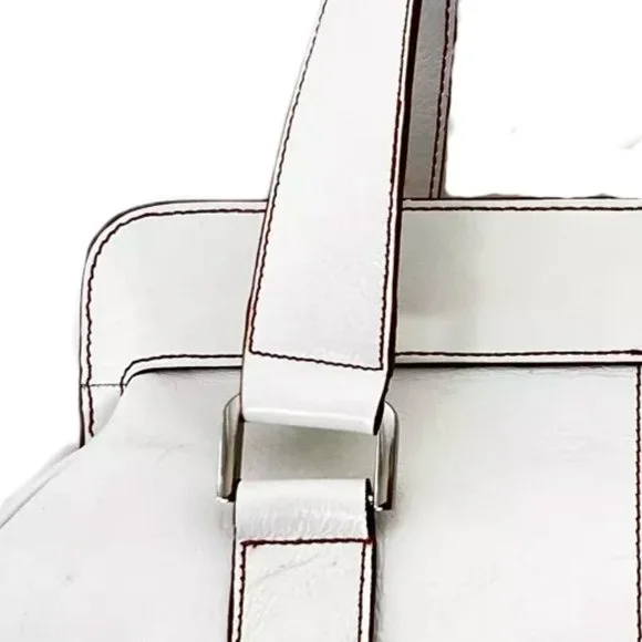 FRANCO SARTO Genuine Textured Leather Off White Satchel Handbag - Picture 14 of 16